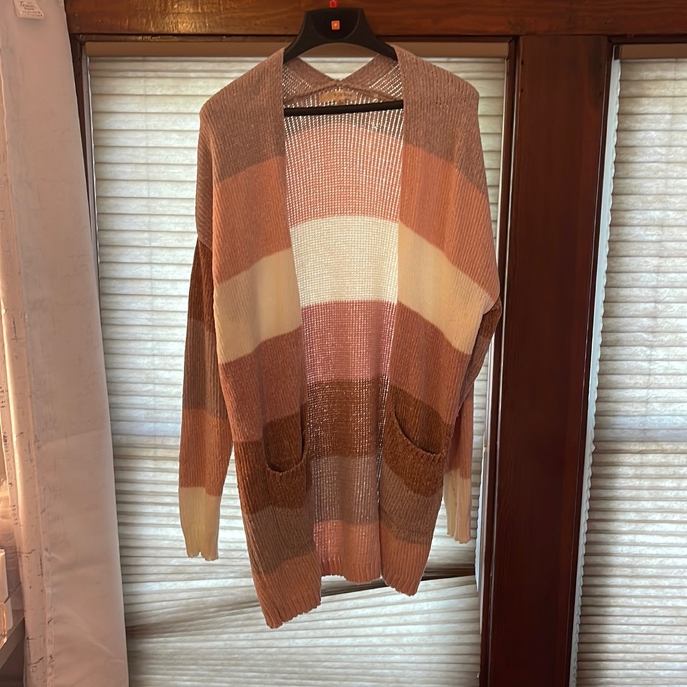 Pink striped cardigan